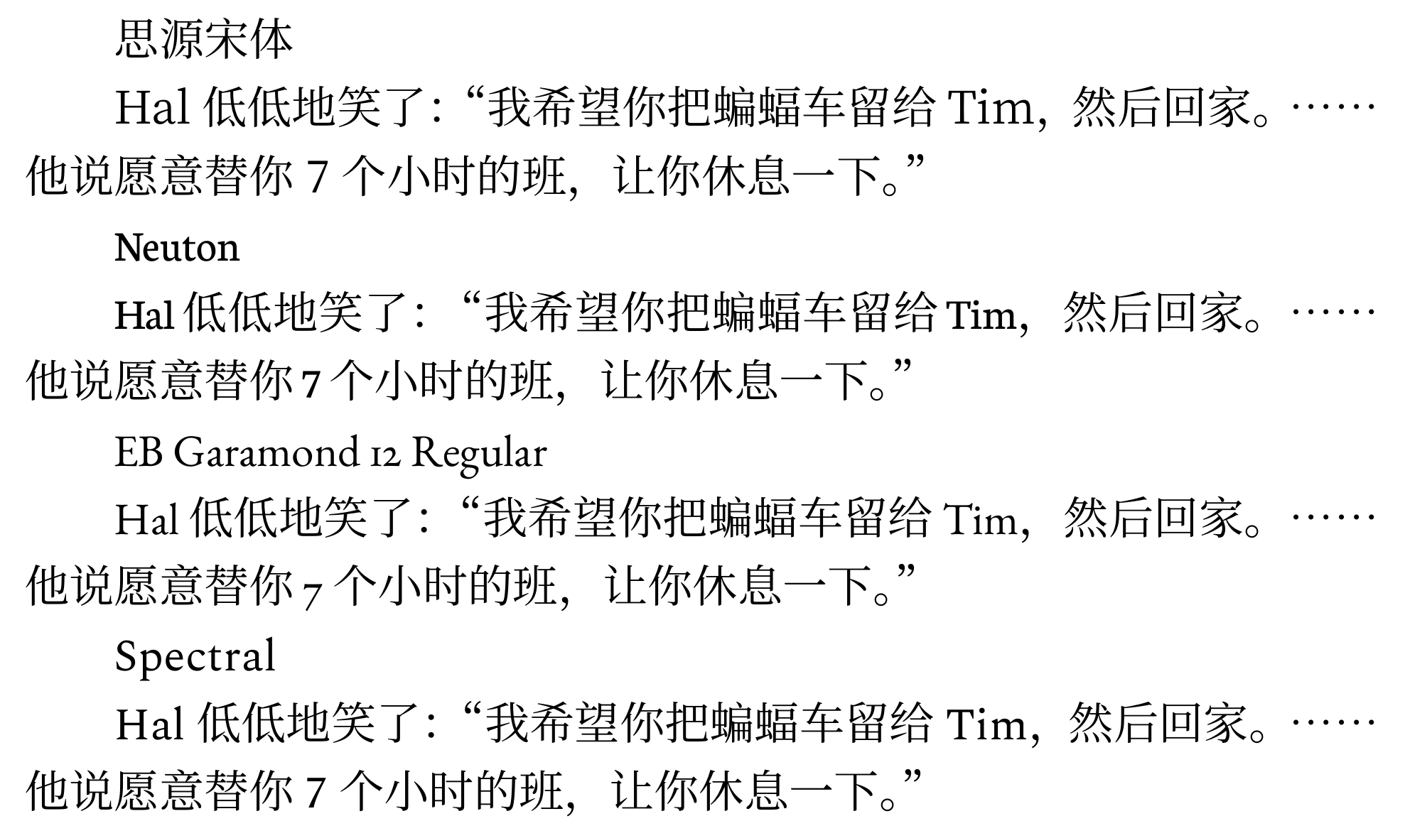 字体对比